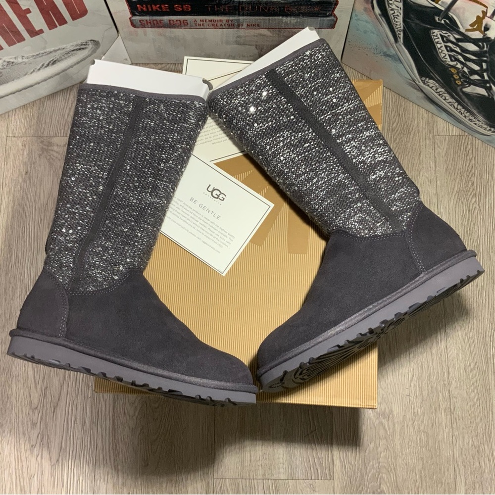 New UGG Australia Womens Camaya Boot Leather Tall Boot Charcoal Size 5 - Picture 3 of 16